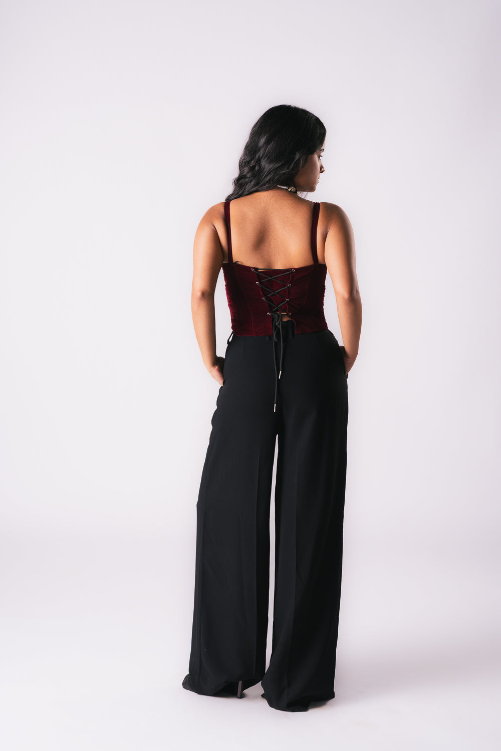 BLACK TUCK TROUSERS