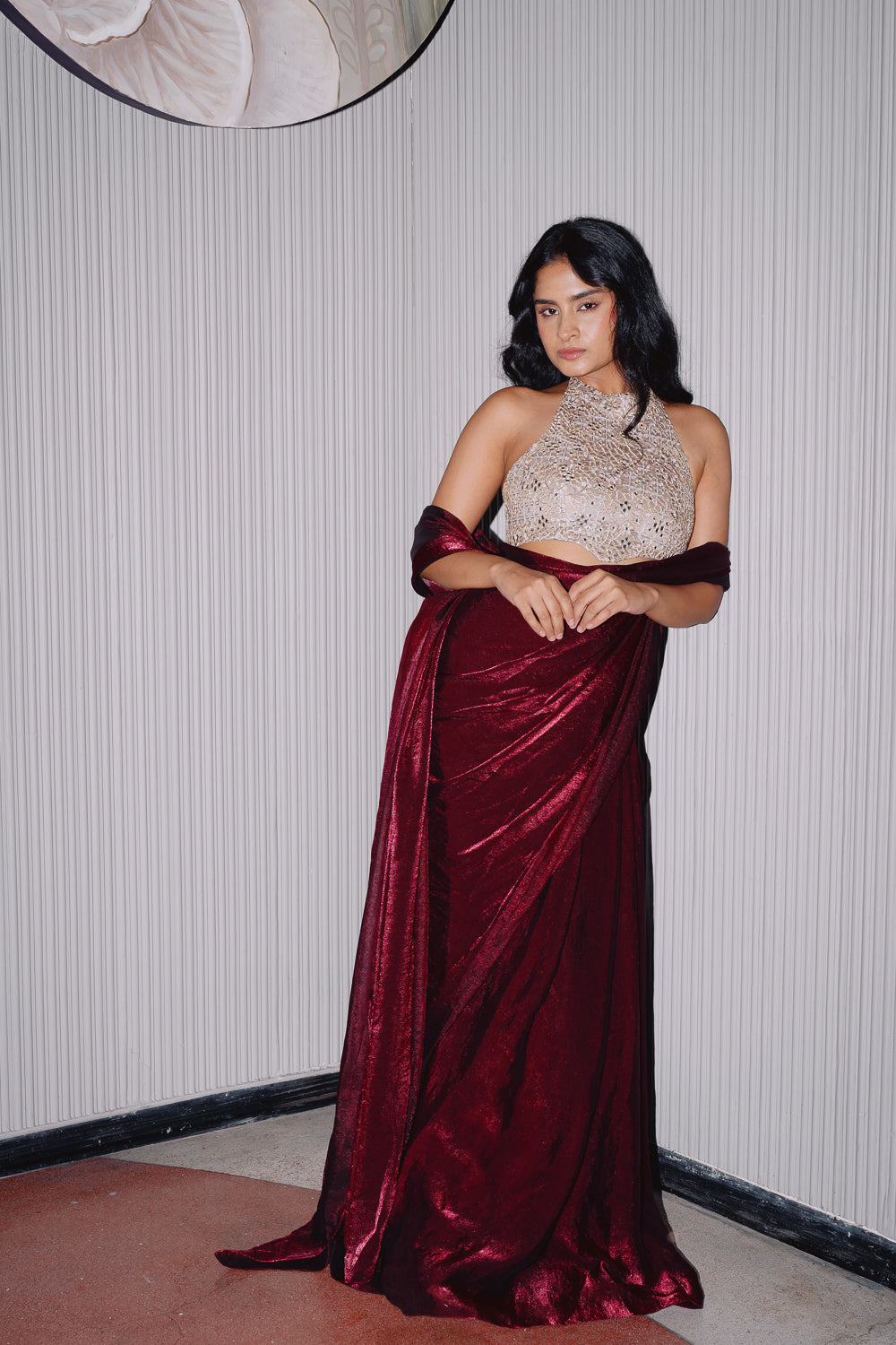 MAROON TISSUE SAREE