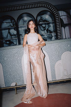 PEACH TISSUE SAREE