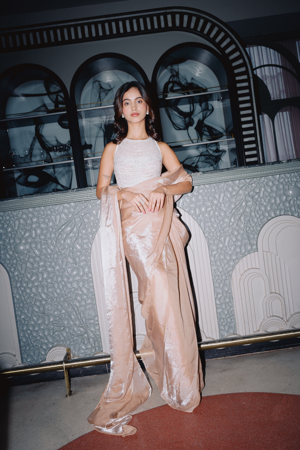 PEACH TISSUE SAREE