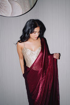 MAROON TISSUE SAREE