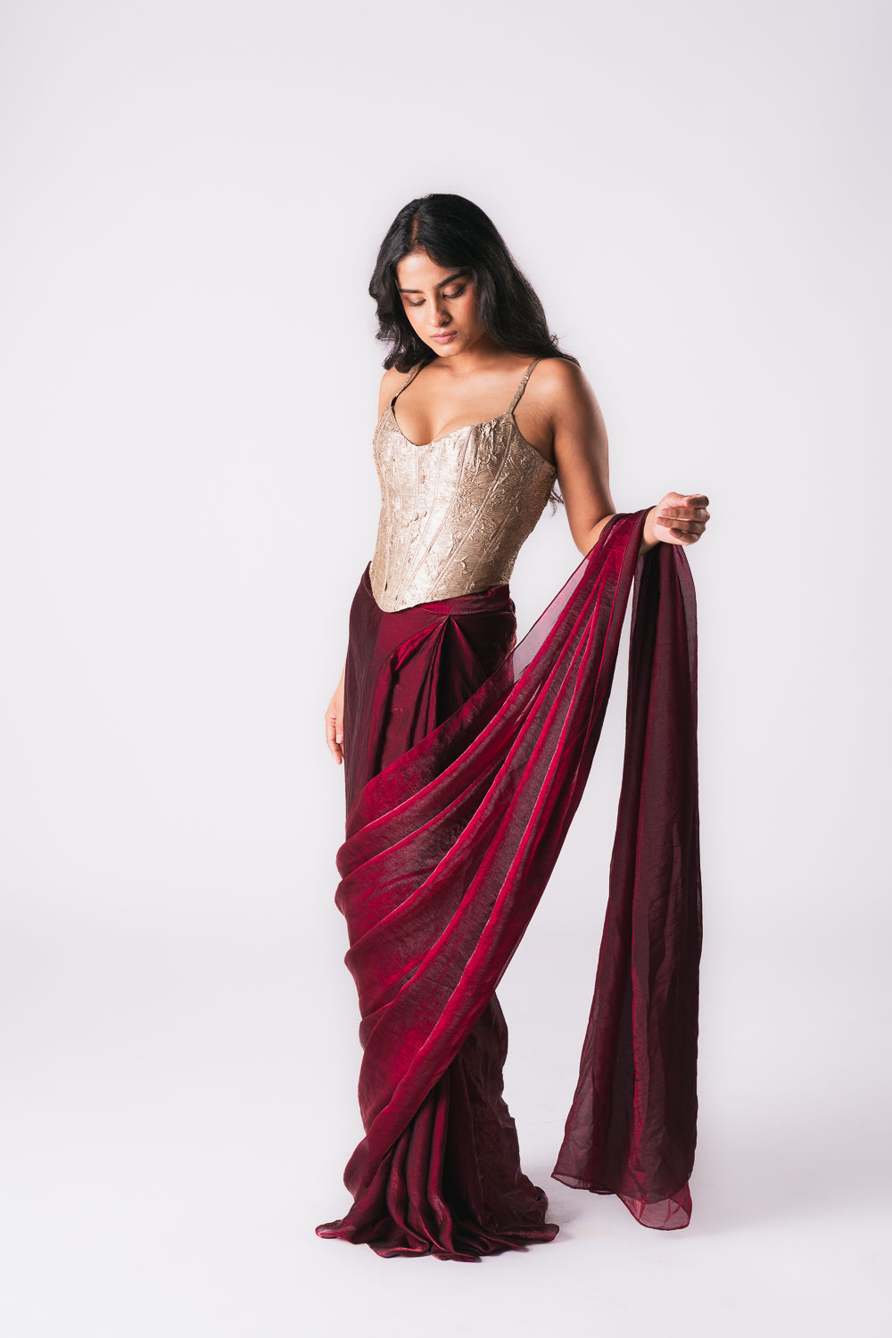 MAROON TISSUE SAREE