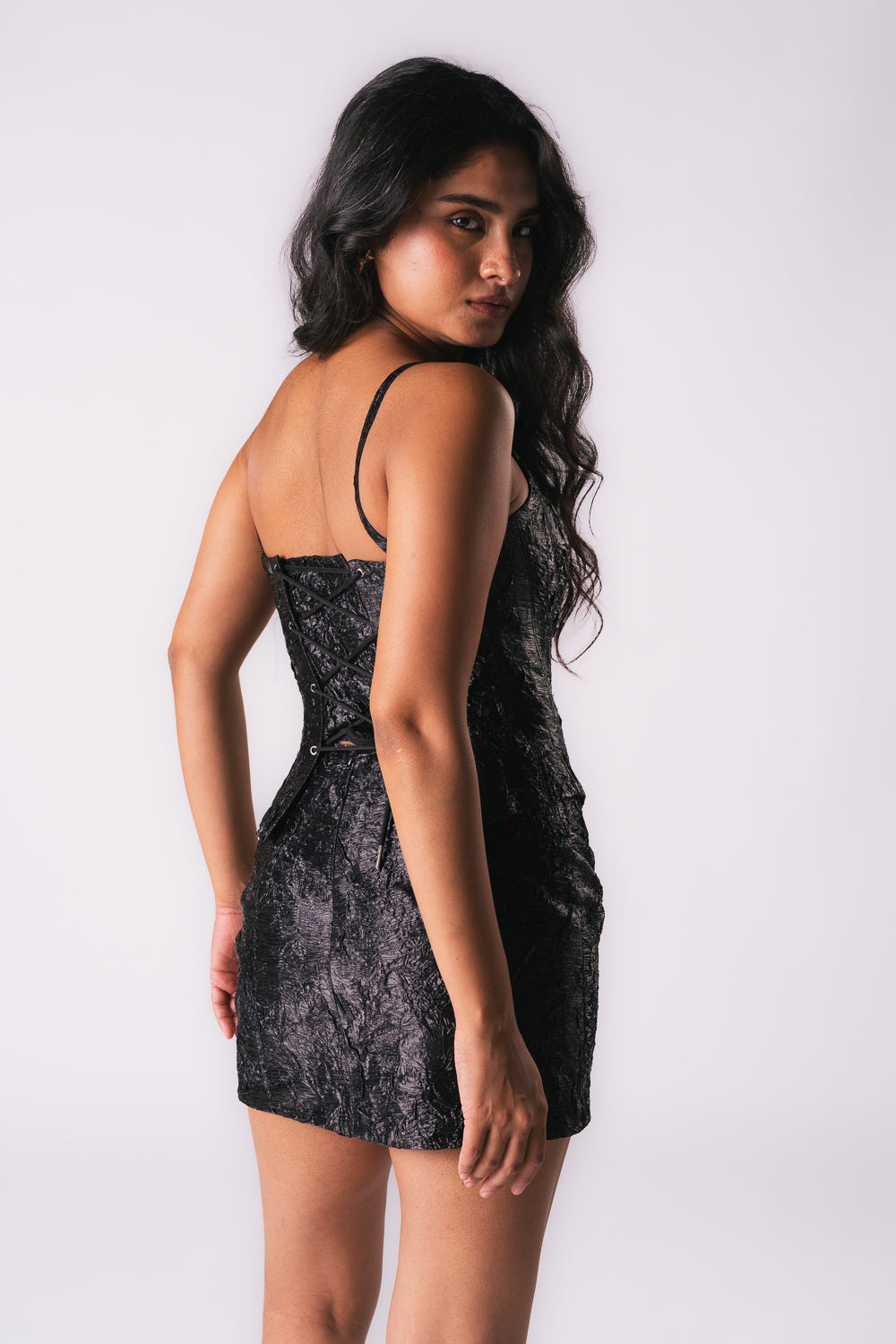 CRUSHED BLACK CORSET