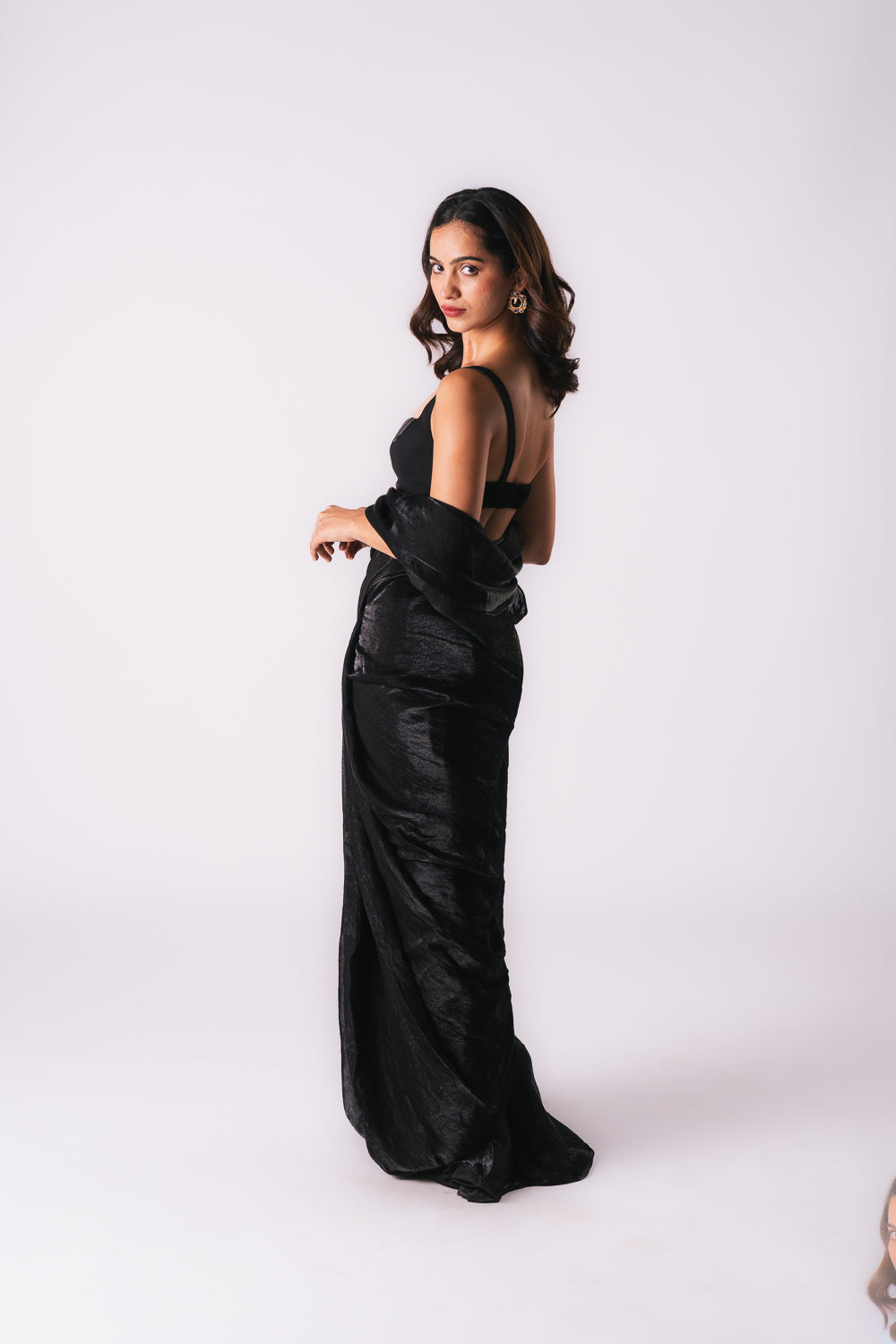BLACK TISSUE SAREE