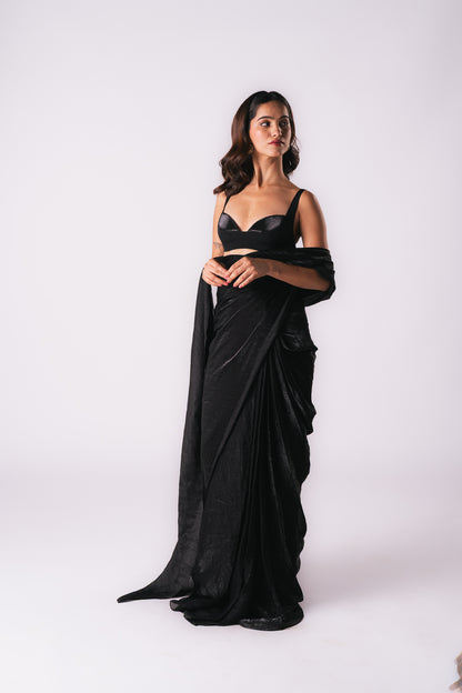 BLACK TISSUE SAREE