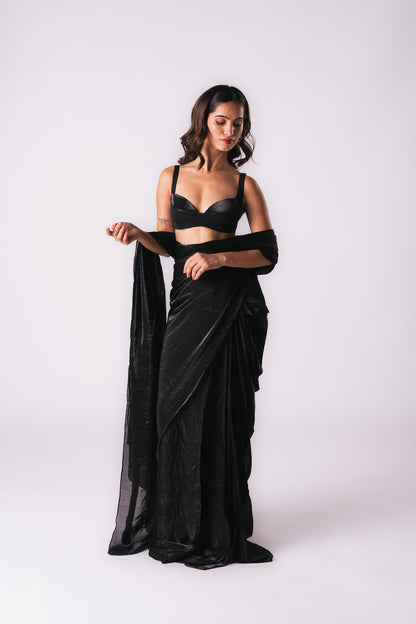 BLACK TISSUE SAREE